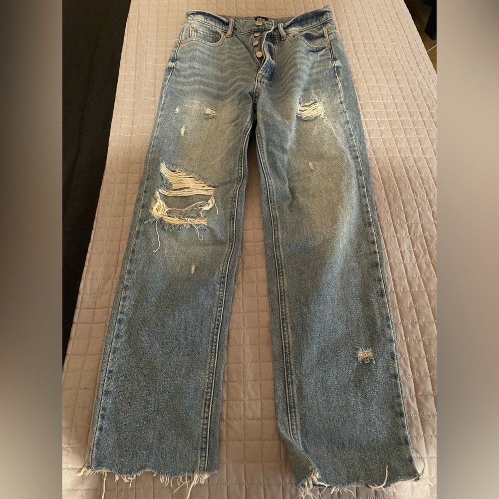 BDG Relaxed Fit Distressed Light Blue Jeans